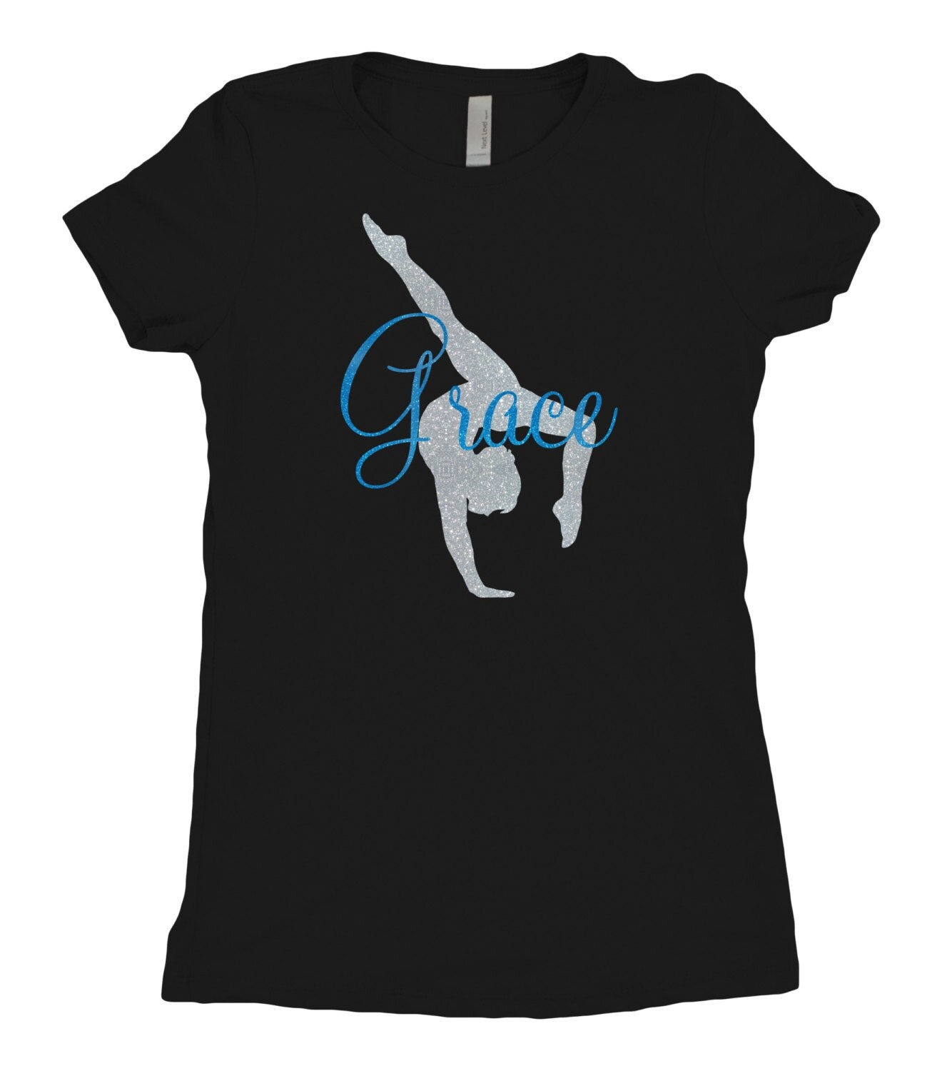 Gymnastics Personalized Custom Sparkle Glitter Tshirt with