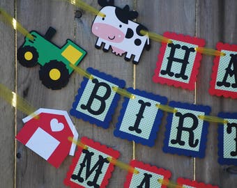 Tractor, Barnyard Birthday Banner, Farm Party, Farm Theme, Barnyard Theme Party Decor