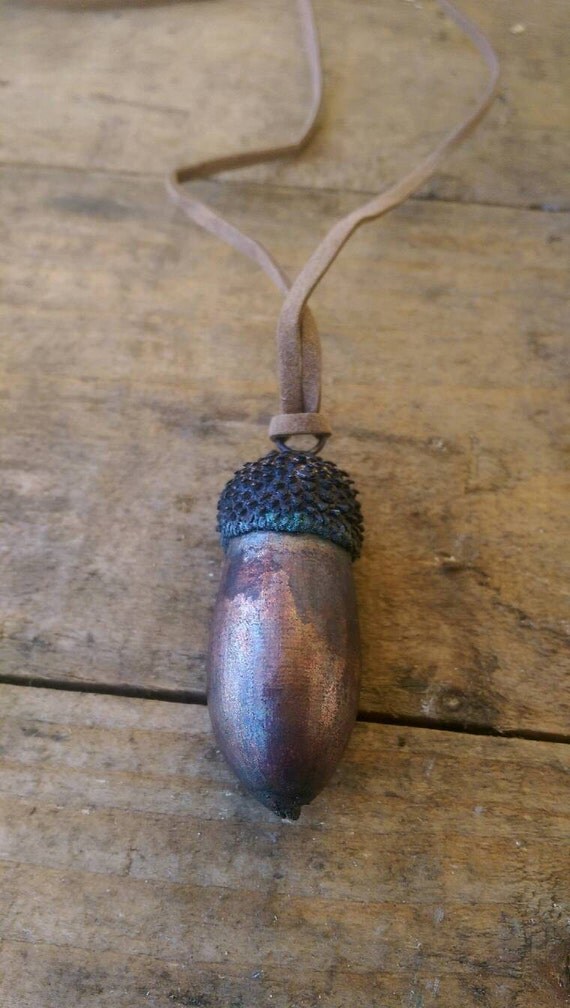 Giant Greek Acorn Immortalized In Copper Pendant