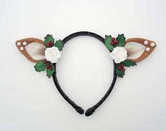 Christmas Deer Headband-Christmas Headband-Reindeer Headband-Deer Ears-Harajuku-Girl Headband-Women Headband-Mori kei-Lolita-Woodland