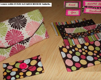 Fabric Cash Envelope wallet System with Embroidered Labels
