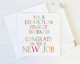 Funny New Job Card - funny leaving card - card for friend - funny office workmate card - office leaving card - goodbye card - funny card