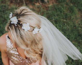 Flower Crown - Flower Crown Wreath - Bridal Headpiece - Natural Wedding Hair Wreath - Bridal Crown - Bridal Halo Headpiece - Veil