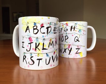 Stranger Things Mug, Stranger Things Alphabet Wall, Ceramic Mug, Stranger Things Lights, Stranger Things Cup, Coffee Mug, Christmas Gift