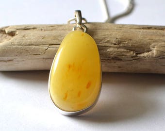 Amber Pendant Necklace, Silver and AmberPendant, Natural Amber Jewelry, Untreated Amber, Natural Necklace