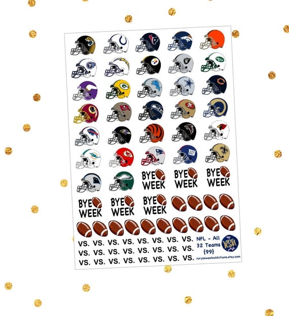 Football Helmets Stickers All 32 Teams 99
