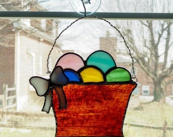 Stained Glass Easter Basket Suncatcher - Easter Decoration - Easter Egg - Easter Suncatcher - Easter Gift - Easter Ornament - Spring Decor