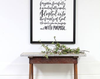 adoption gift - adoption sign - modern wall art - large wood sign - inspirational - framed sign - wooden sign - modern farmhouse