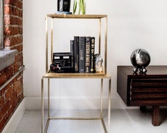 Brass table Mid-century Modern nightstand Mid Century side table end table bedside table Danish contemporary minimalist sidetables #pcd1
