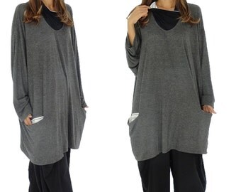 HR900AN1 tunic layered look shirt size 40 42 44 46 48 50 52 anthracite vintage