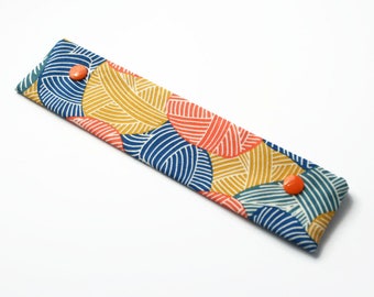 DPN Holder, DPN Cosy, Knitter Gift, 8 Inch Double Pointed Needle Case, Knitting Needle Case, Sock Knitting - Blue and Orange Yarn