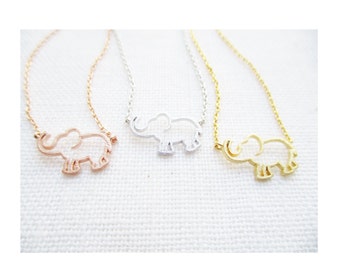 Gold, Rose Gold or Silver elephant necklace...dainty handmade necklace, everyday, simple, birthday