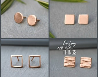 Dainty Earrings, Rose gold earrings stud, Rose gold studs, Small Rose Gold earrings, rose gold round stud earrings rose gold circle Earrings
