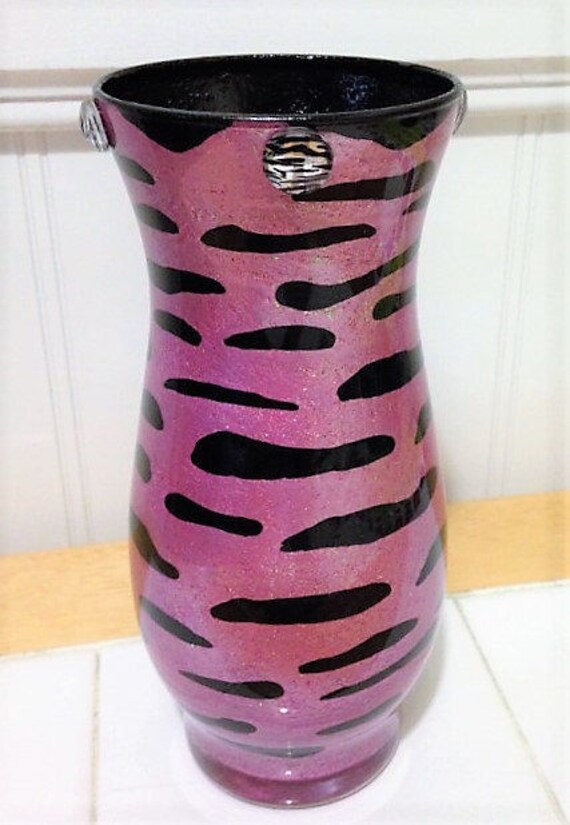 Zebra Print Decor Hand Painted Vase Zebra Print