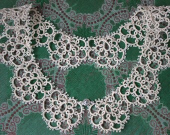 Tatting lace necklace Ivory collar Wedding cream jewelry for bride Beige Old style neck accessory Victorian Tatted jewellery Bohemian
