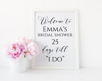 Welcome Bridal Shower Sign, Editable Bridal Shower Printable, Days Till I Do Sign, Bridal Shower Decor. Instant Download. WC3