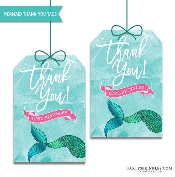 Custom Mermaid Tail Printable Favor Tags For Goodie Bags And