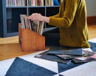 record storage rack / / 30 record capacity / / minimal style