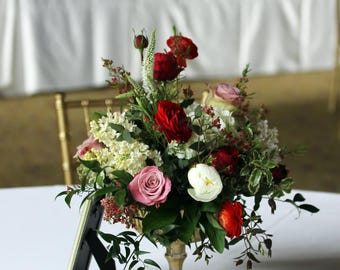 Distressed Metallic Yellow Gold Tall Glass Vase Gold Wedding Centerpiece Centrepiece Decor Antique Vase Ceremony Alter Bouquet Floral Vase
