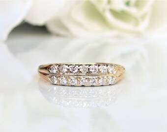 vintage two row diamond wedding band 051ctw diamond anniversary ring 14k two tone gold diamond - Vintage Wedding Ring vintage two row diamond wedding band 051ctw diamond anniversary ring 14k two tone gold diamond - Vintage Wedding Ring