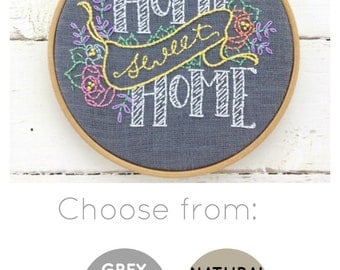 Embroidery kit, Home Sweet Home, embroidery pattern, modern hand embroidery, I Heart Stitch Art, embroidery kit, DIY housewarming gift