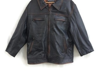 Vintage mens jacket / mens leather jacket / mens nappa leather jacket / mens brown leather jacket / mens vera pelle jacket