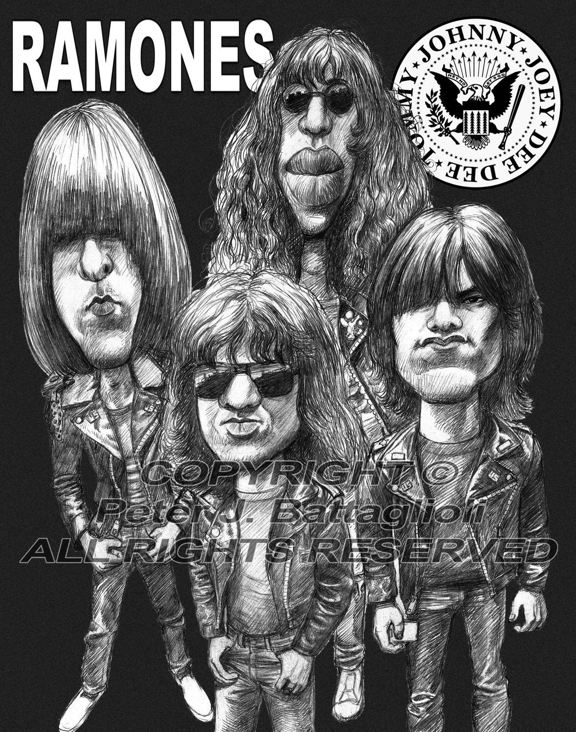 Ramones Caricature Art Poster Print Limited Edition