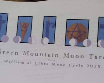 The Green Mountain Moon Tarot reading, journal, interpretation, natal astrological chart, natal moon phase