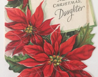 Merry Christmas, Daughter - Vintage Unused 1950s Hallmark Die-Cut Card