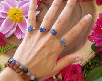 Lapis lazuli ring, lapis lazuli, blue crystal ring, adjustable rings