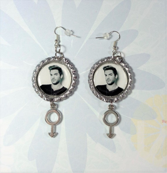 Adam Lambert Earrings w/ Male Symbol Charms LGBT Gay Interest