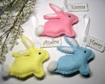Personalised Easter Decoration, Felt Easter Bunny, Personalized Easter Gifts, Rabbit Ornament, Bunny Decorations