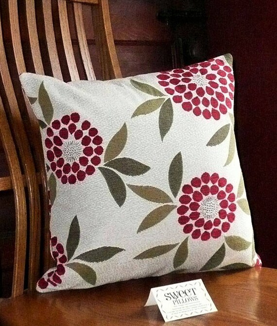 Big Red Flower Decorative Pillow red flowers accent pillow