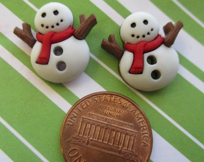 Snowman earrings-snowman studs-button jewelry-Christmas earrings-Holiday earrings-winter studs-xmas gift-Clip on earrings-stocking stuffer