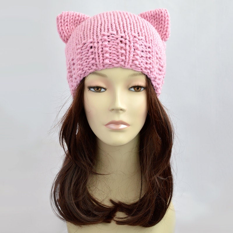 Light Pink Cat Hat Cat Ear Cat Ear Hat Womens Cat Beanie