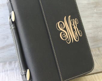 Select Size-Bible Case Cover Black or Gray Laser Engraved Monogram Bible Case Cover with Zipper Closure-Monogram Bible Case-Bible Cover
