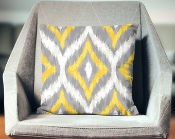 Ikat Pillows | Yellow Ikat Pillow | Ikat Throw Pillow | Ikat Cushion | Ikat Pillowcase | Ikat Print Pillows | Neutral Ikat Pillow