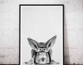 Rabbit Printable Art, Printable Nursery Bunny, Baby Rabbit Print Decor, Woodland Nursery Rabbit Print, Woodlands Art Set, Woodlands Decor