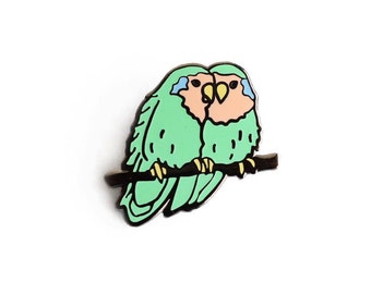 Lovebirds Enamel Pin - Bird Lapel Pin // Hard Enamel Pin, Cloisonné, Pin Badge