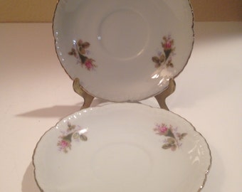 Moss Rose Set of 2 Saucers only, Royal Rose by Fine China of Japan, Replacement Part Made in 1950's