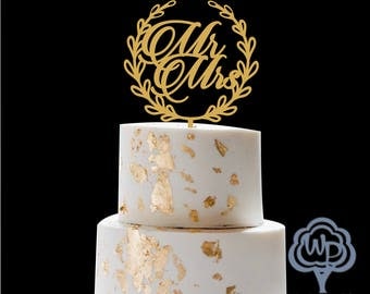 Mr and Mrs Cake Topper Gold Cake Topper Wedding Cake Topper Personalized Cake Topper Rustic Cake Topper Wooden Cake Topper Wood Cake Topper