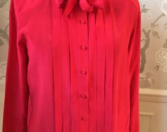 Cardinal Red Vintage Blouse by Oleg Cassini
