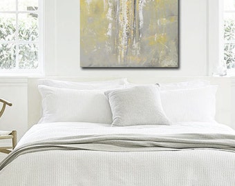 GICLEE PRINT Art Abstract Angel Oil Painting Yellow Grey Angel WIngs Oil Painting Home Decor Wall Decor Spiritual Art White Gold - Christine