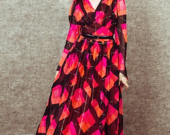 Vintage Party Dress / Bohemian Maxi Dress Long / Evening Dress
