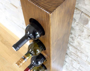Solid wood massive rustical wine rack for 7 bottles / rustic wine rack / bottle storage / bottle holder / wedding gift
