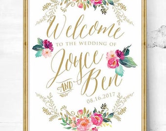 wedding sign - wedding entrance sign - wedding reception - wedding welcome sign - wedding art print - vintage wedding sign - reception sign