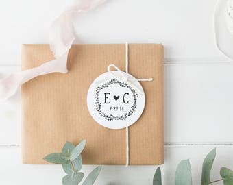Monogram Stamp- Custom Initials Stamp- Wedding Stamp- Wedding Monogram Stamp- Custom Wooden Stamp- Laurel Wreath Stamp- Initials Monogram