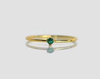 emerald ring, stackable ring, gift for wife, promise ring, girlfriend gift, emerald ring gold, emerald ring rose gold