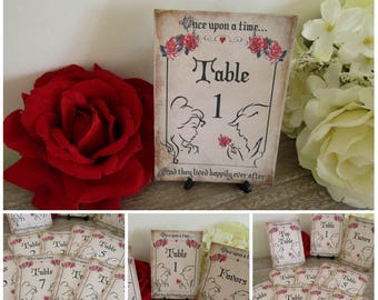 Beauty & The Beast Table Numbers + Top Table Favor Wedding,Fairytale,Princess Wedding