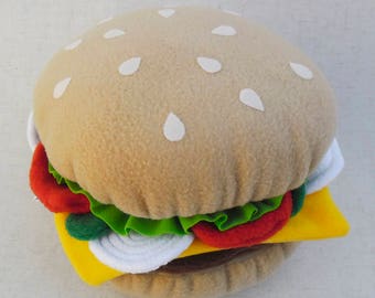 Hamburger Pillow - Decorative Hamburger Cushion - Food Pillow - Cheeseburger Plush